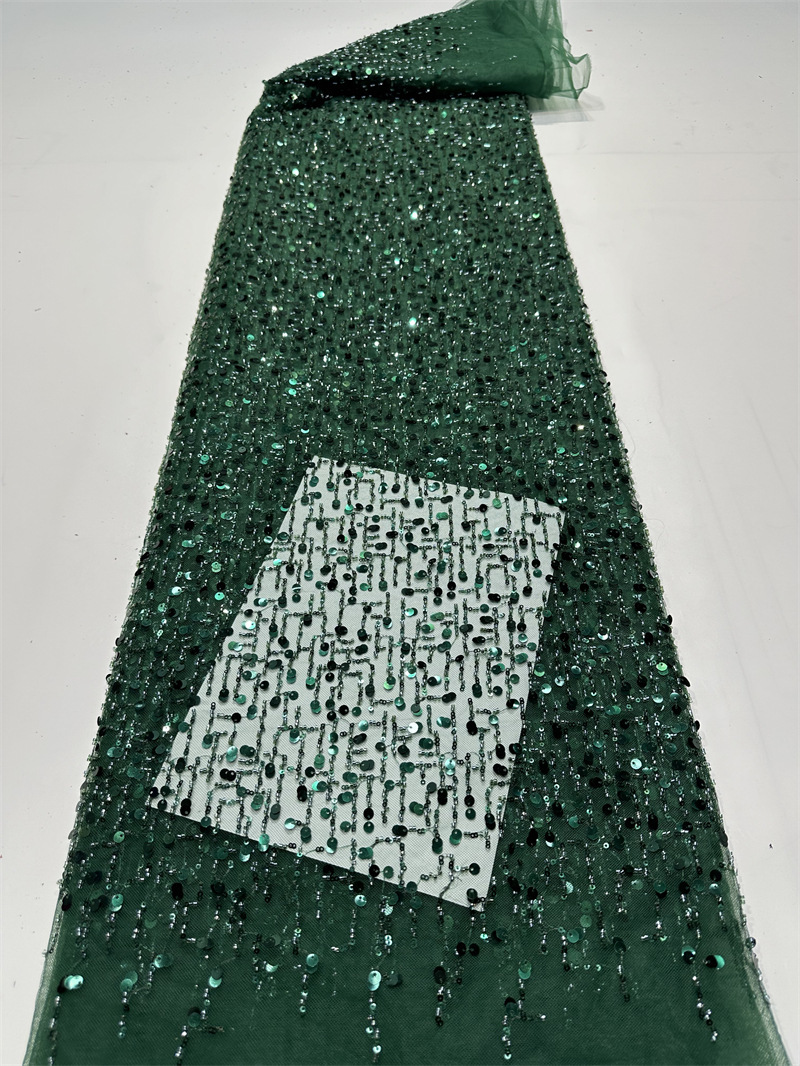 Fábrica al por mayor sequinilla bordada perlas tubo bordado tela de moda rendimiento de escenario ropa de vestir de alta calidad tela