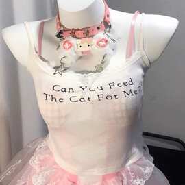 Y2k女孩可爱粉色kitty猫骨头项圈粉色系列百搭男女款项链