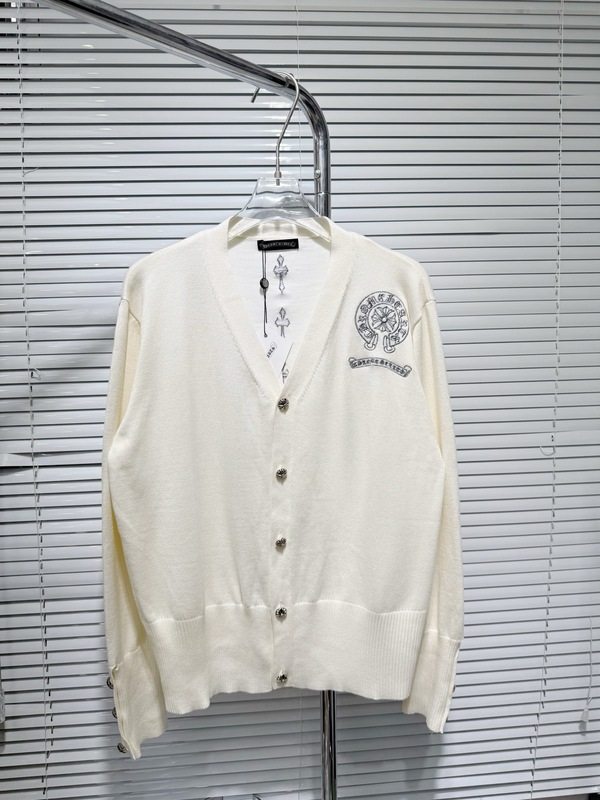 25ss跨境高品质 CH 梵文刺绣马蹄纯棉针织毛衣开衫男女同款一件批|undefined