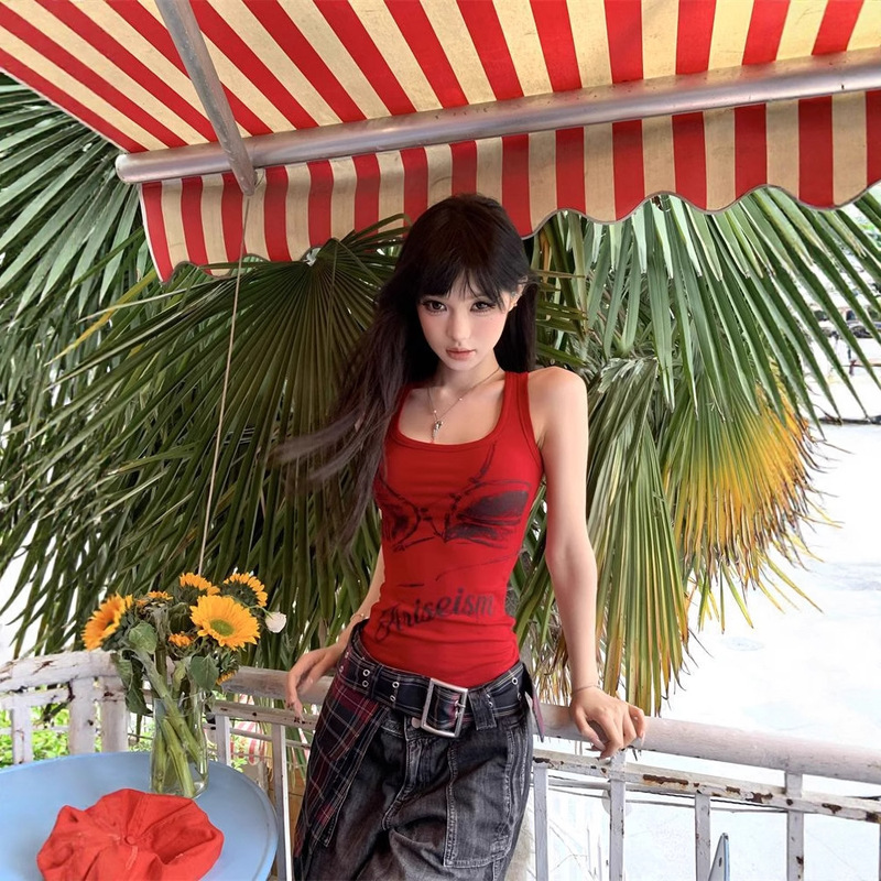 [210g 40 cotton] American Spice Girls Sleeveless Top Women's Summer New Slim-fit Short Camisole