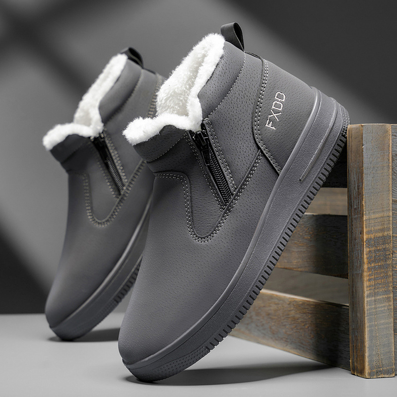 2025 zapatos de algodón botas de nieve de invierno zapatos de hombre pieles en un pedazo más grueso botas de algodón de alto rendimiento calentamiento