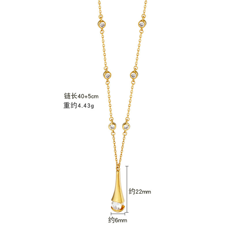 Korean Version S925 Sterling Silver K Gold-plated Water Drop Personalized Necklace Women's Clavicle Chain Hot Necklace
