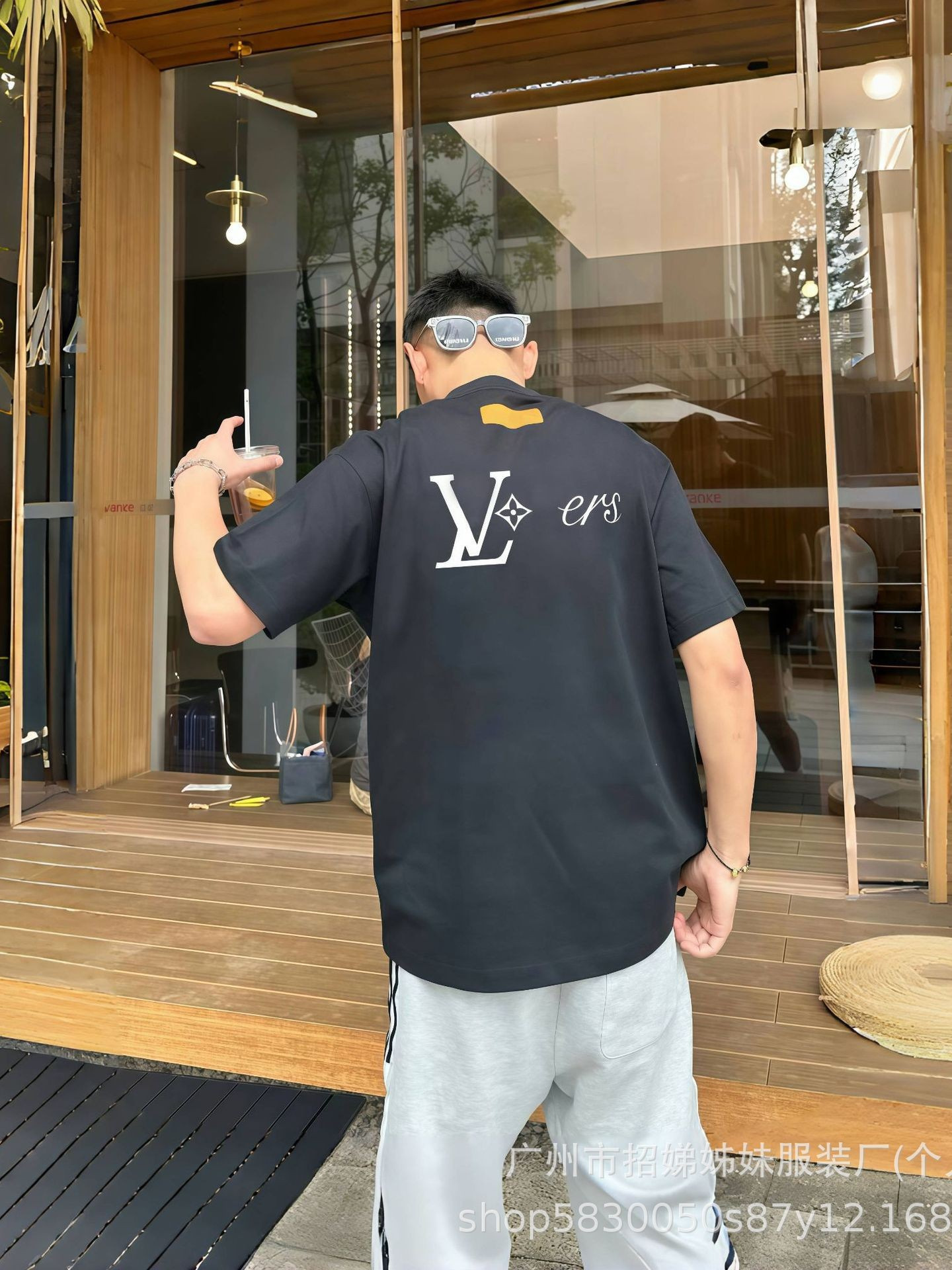 ロバ家高バージョンL家25新社員限定半袖tシャツ潮牌アルファベットプリント男女モデルゆるい半袖