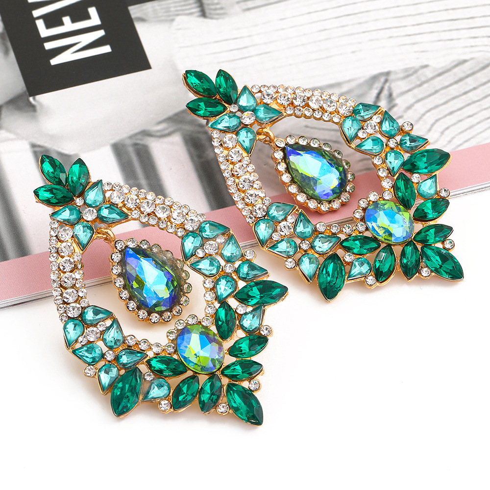 fashion color diamond alloy geometric earringspicture8