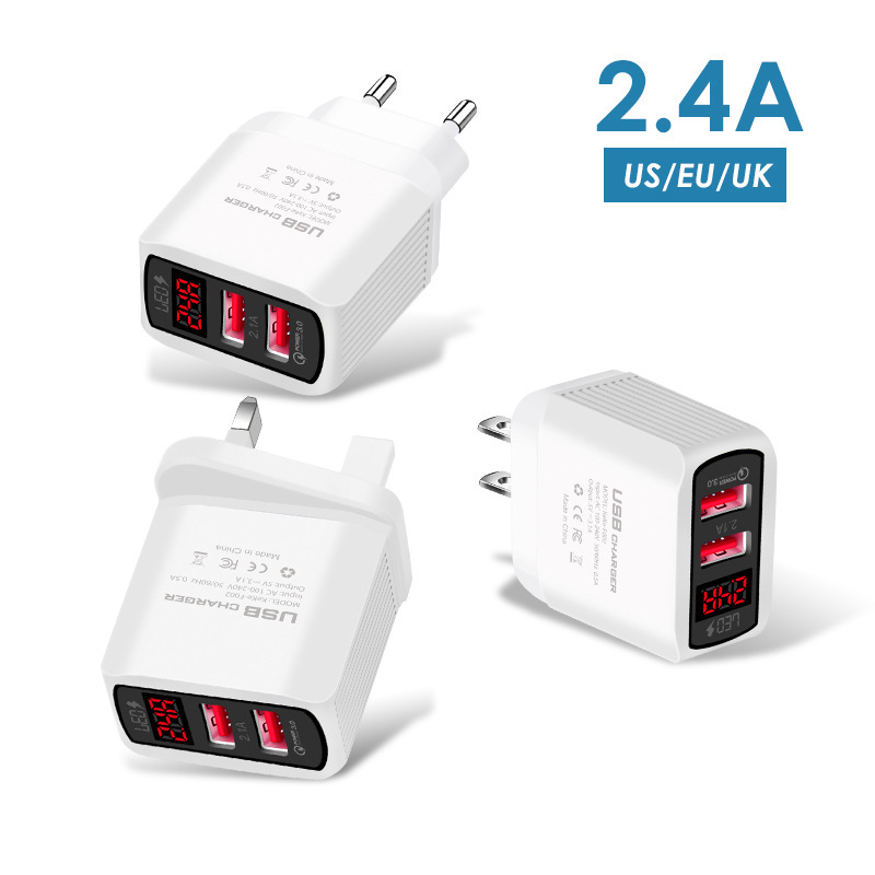 5V2.4A multi-port USB charger intelligent digital display current voltage mobile phone charging head suitable for Apple Android 5V2.4A multi-port USB charger intelligent digital display current voltage mobile phone charging head suitable for Apple Android