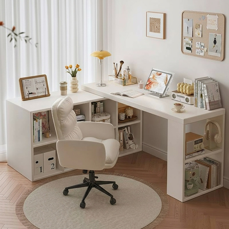 Computer Desk Corner Desk Home Study Table Bedroom Dresser Bookcase Integrated Simple Storage Rotating Bookshelf