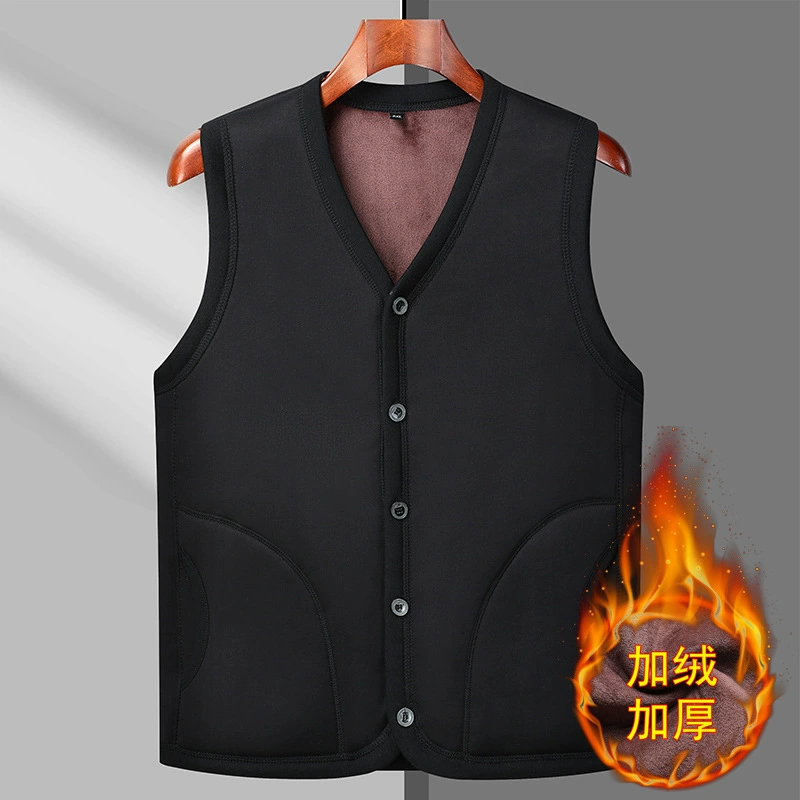 Demi-season velvet keep warm vest, for middle age