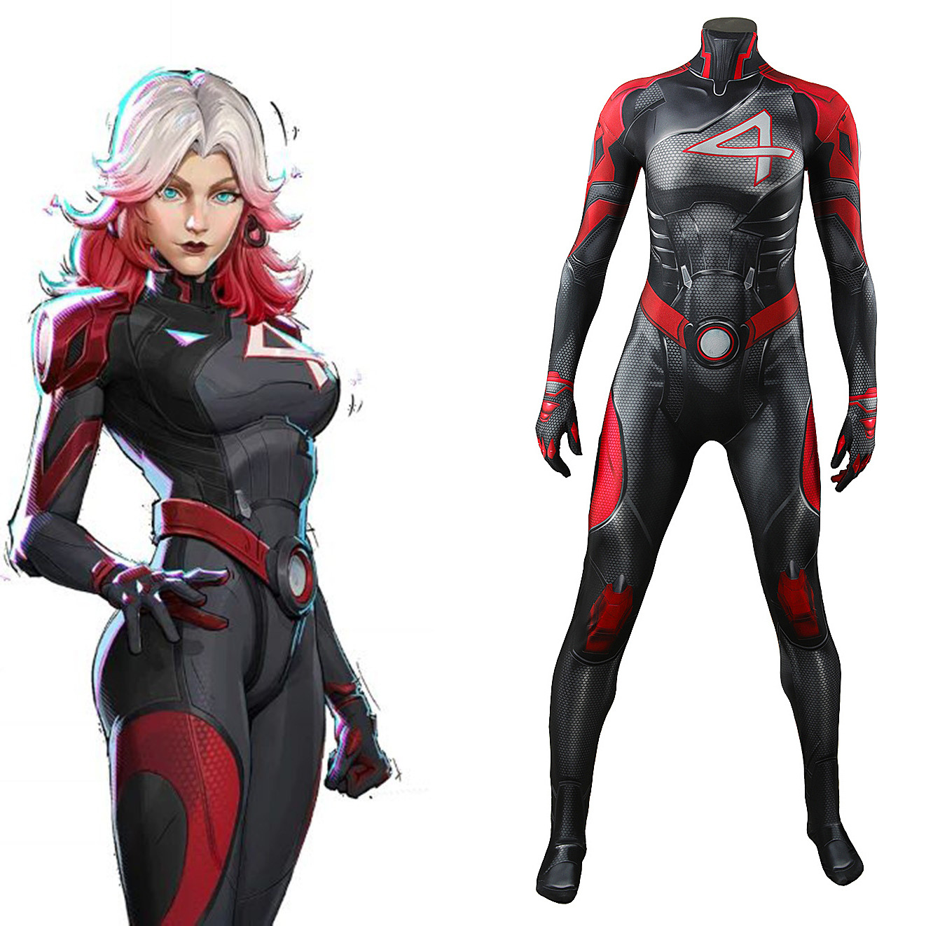 Kamanani Marvel Battle Invisible Female Black and Red Game Cosplay Stage Costume Halloween Women's Clothing