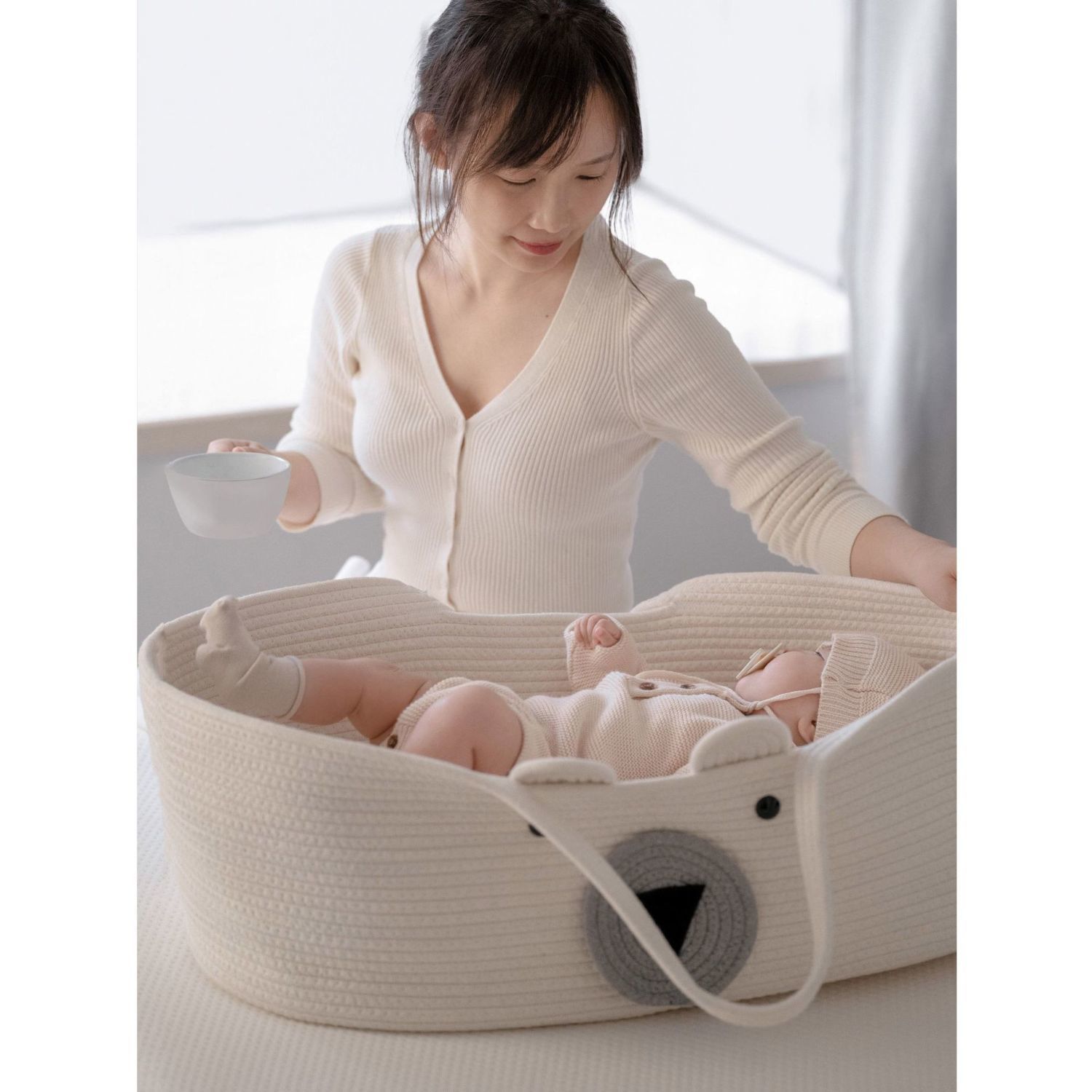 Outgoing Portable Cradle Car Ins Sleeping Bed Hanfeng Braided Basket Portable Handmade Newborn Baby Baby
