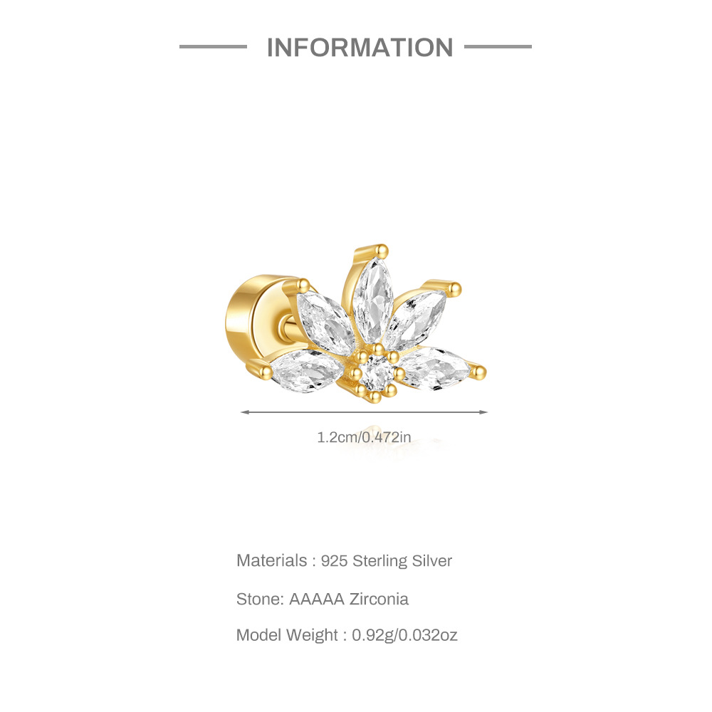 3g Weight Zircon Inlay Material Ear Studs Classification Ear Cartilage Rings & Studs Piercing Type 1 Piece Quantity Daily, Festival Occasion 925 Sterling Silver Material Geometric Pattern Unisex Gender Inlay Design Shiny Style 1 Piece Ear Cartilage Rings & Studs Shiny Geometric 925 Sterling Silver Inlay Zircon Ear Cartilage Rings & Studs 5