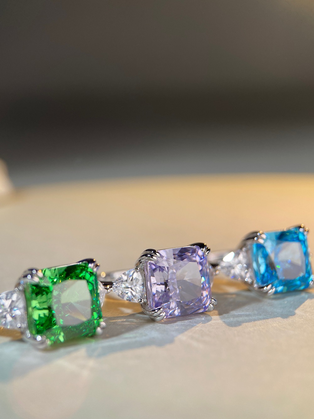 Fashion Geometric Sterling Silver Inlay Zircon Rings 1 Piece