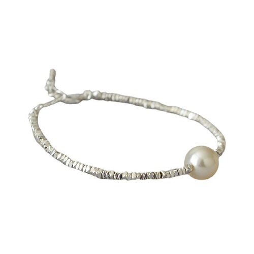 Xiaohongshu internet celebrity style Japanese and Korean niche light luxury texture irregular sparkling broken silver pearl simple temperament bracelet