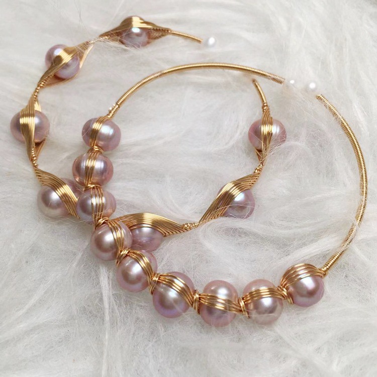 Freshwater Pearl Material Fashion Round Freshwater Pearl Bangle 1 Piece