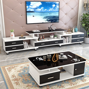 New Tv Cabinet Coffee Table Combination Set Simple Modern European Style Small Apartment Living Room Full Set of Furniture Tv Cabinet