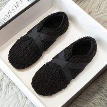 毛毛鞋女冬外穿一脚蹬厚底羊羔毛豆豆鞋女加绒棉鞋大码女鞋41一43