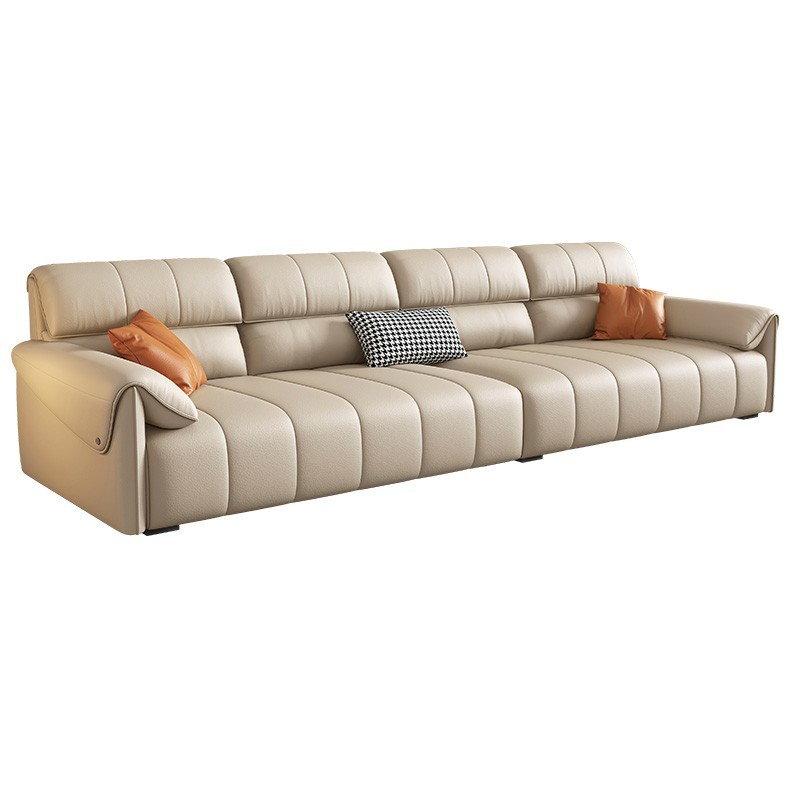 Piano llave eléctrica sofá de cuero multifuncional sala de estar de piel de vaca italiano minimalista apartamento grande y pequeño sofá cama retráctil
