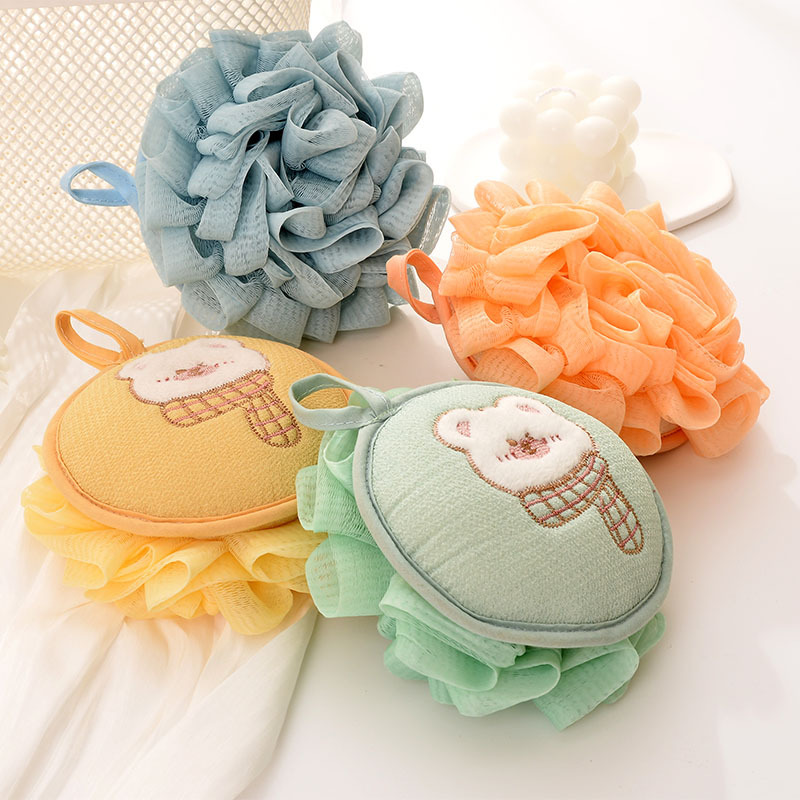 Scarf Bear Large Cartoon Bath Ball, Rich Foam, Soft Massage Ball, Bath Supplies, Non-Dispersing Bath Ball