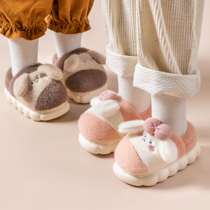 Children's cotton slippers winter bag with home indoor cartoon cute boys and girls warm and fluffy cotton shoes