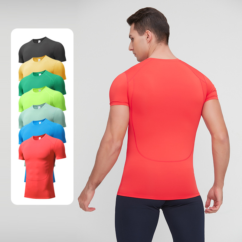 Cross-Border deportes ropa de entrenamiento de los hombres de verano stretch correr entrenamiento Camiseta de manga corta corsé de compresión superior