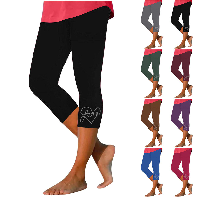 2025 Summer Cross-Border Women's High-Waisted Summer Solid Color Rhinestone Slim-Fit Cropped Pants Women's Cropped Pants