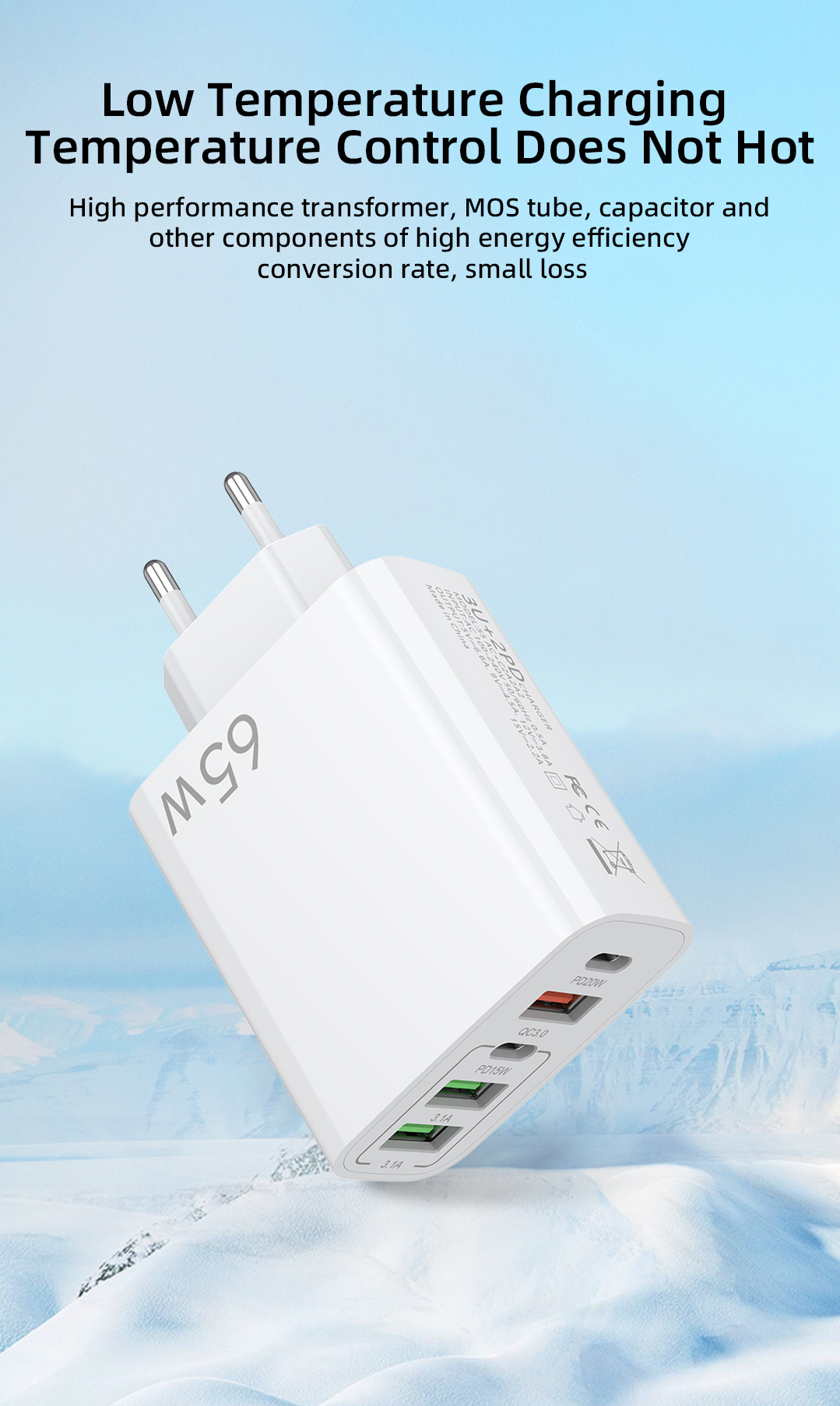 European multi mobile phone charger with dual circuit fast charging head 3USB+2C port, American standard five port_voghion.com