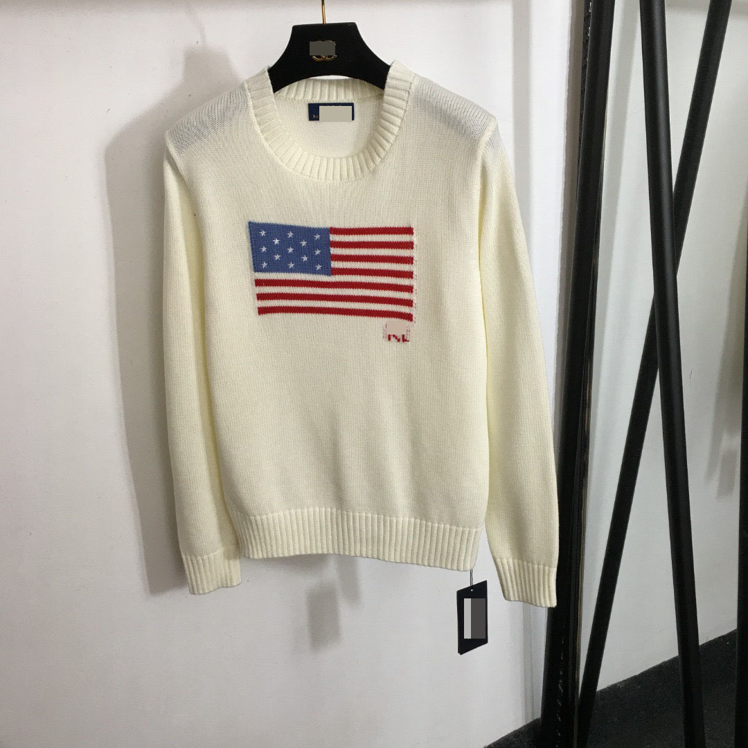 2025 Autumn Shenzhen Nanyou Goods High-End Cross-Border Women's New American Flag Pattern Long Sleeve Pullover Round Neck Sweater