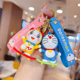 跨境卡通哆啦A梦钥匙扣可爱叮当猫PVC公仔包包挂件汽车钥匙圈礼品