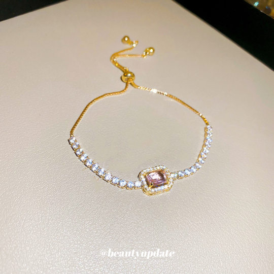 High-grade Zircon Square Diamond Pull Bracelet Women's Ins Style Simple Elegant Bracelet Niche Fashion Design Sense Bracelet