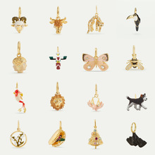 欧美跨境新款彩色日常动物系列DIY时尚吊坠彩绘项链镀18K金保色