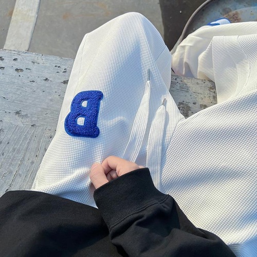 Cross-border pants men's summer new fashion brand versatile loose straight tube sports pants white wide-leg tapered casual long pants 
