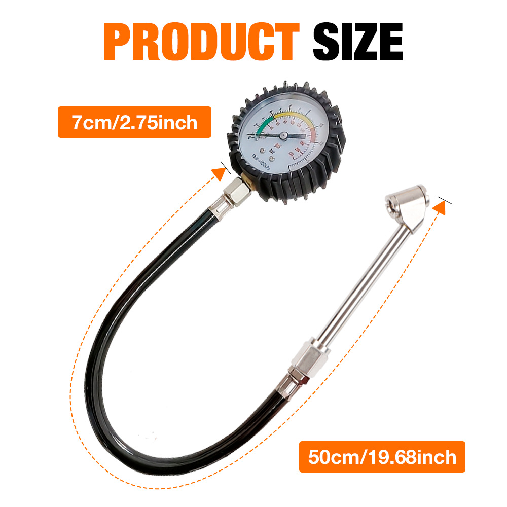 Car tire pressure gauge, mechanical inflation nozzle, motorcycle and electric vehicle tire pressure gauge, inflation nozzle connector, metal