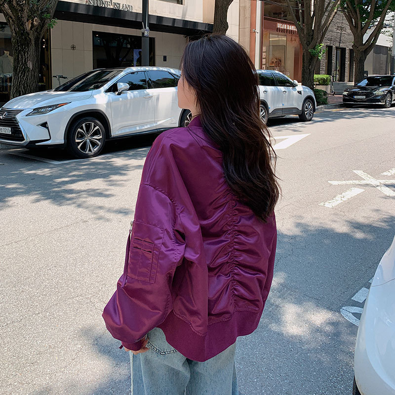 ins超火糖果色棒球服女秋季韩版宽松百搭小个子短款夹克外套潮|undefined