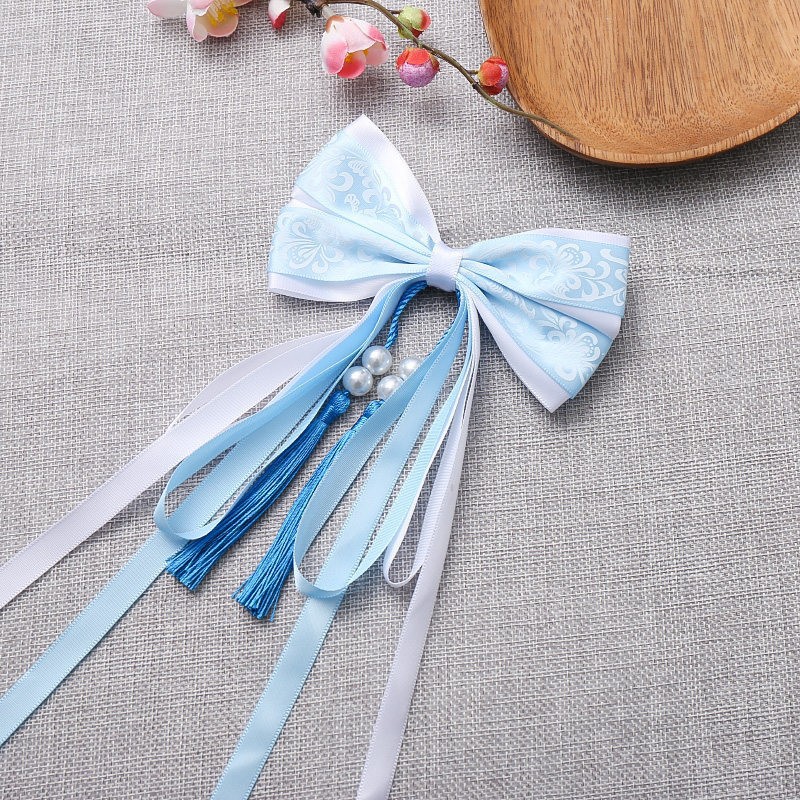 FJ100-2#Light blue double bow hair clip