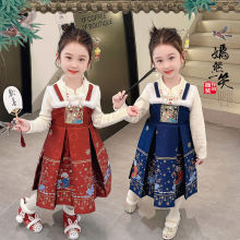 女童秋冬季加绒马面裙2025新款洋气女宝宝中国风加厚汉服连衣裙潮