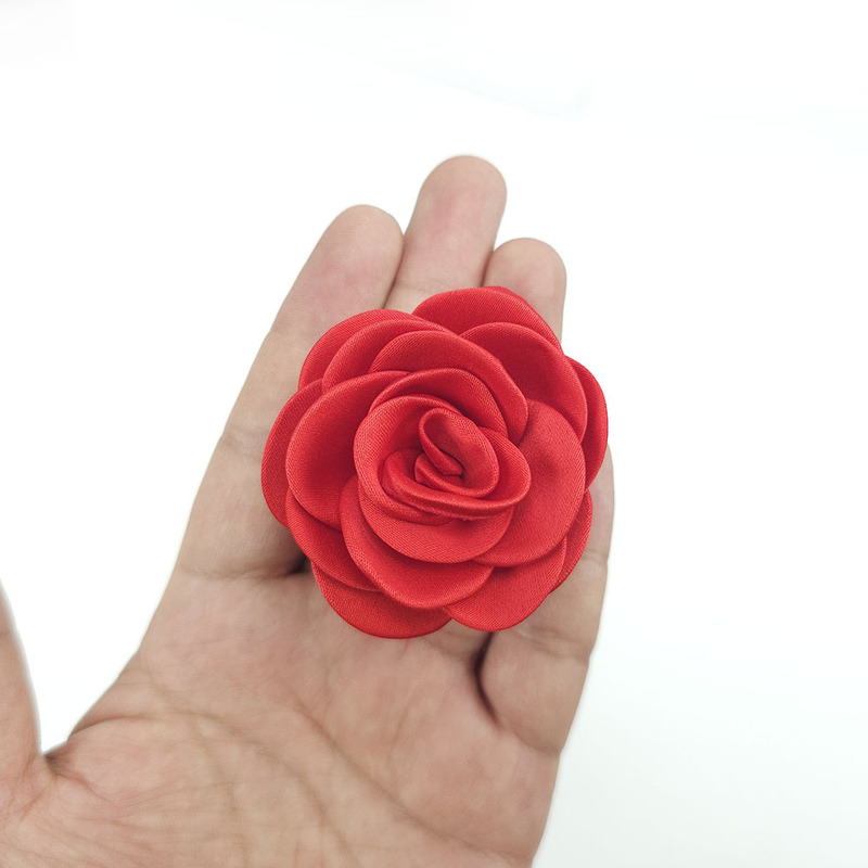 High-End 6cm Burnt-Edge Camellia Fabric Flowers for Clothing, Bags, Corsages, Bedding, Toys, Ear Hooks, Hair Accessories, DIY Three-Dimensional Fabric Flowers