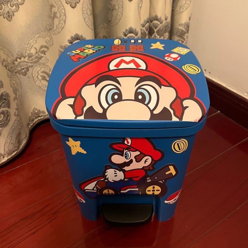 かわいい大きな目のゴミ箱家庭用蓋付き高颜値大容量漫画寝室紙かごトイレごみかご|undefined