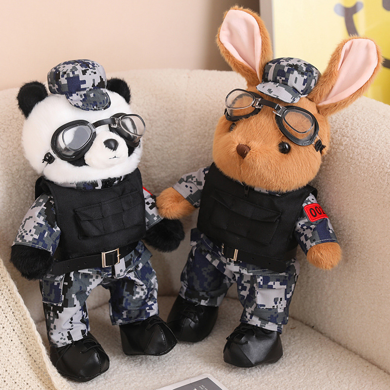 Camuflaje Panda Montar Muñeca Conejo Muñeca Soldado Soldado Hermano Peluches Soldado Veterano Memorial Ceremonia de Policía