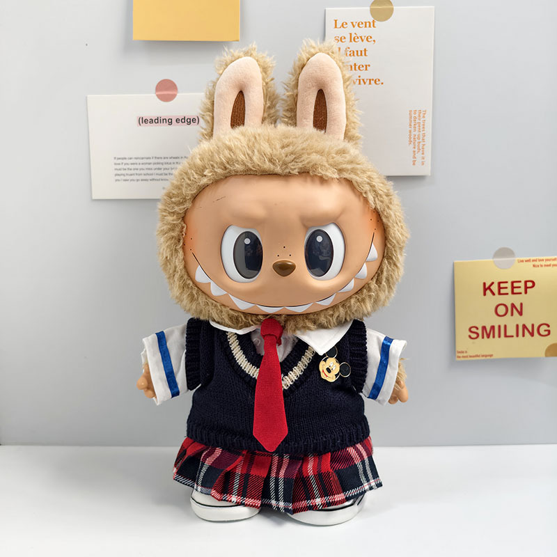 Ropa de muñeca de peluche de vinilo Labubu de 38cm para ropa de muñeca La Bu Time to Chill