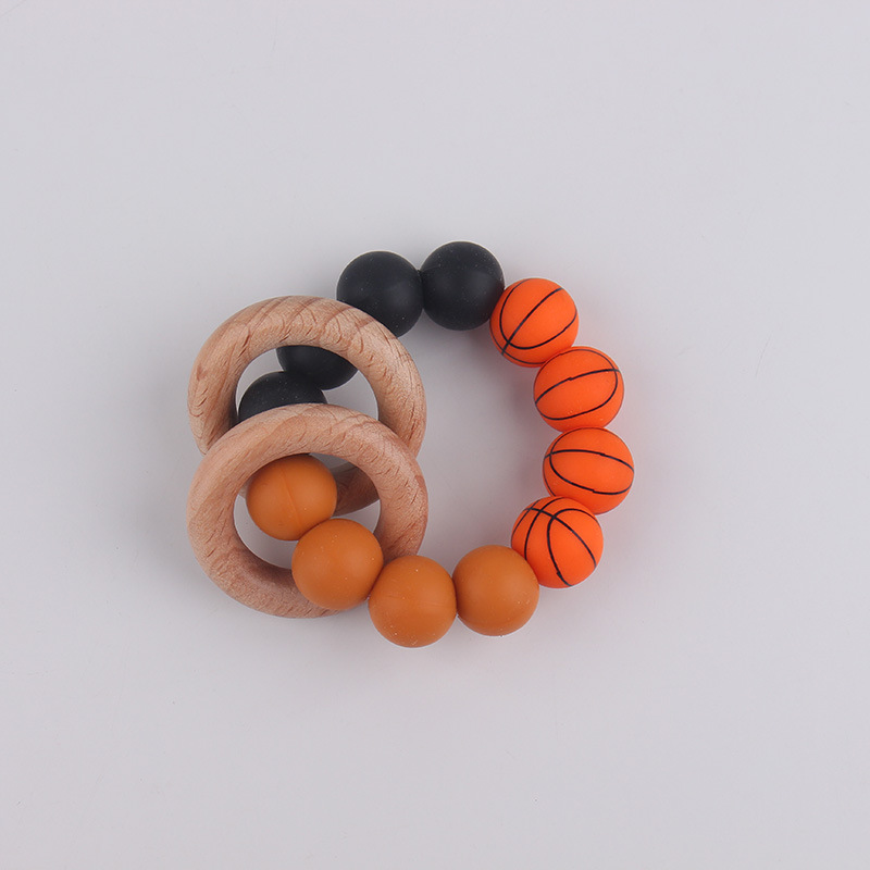 Comercio electrónico transfronterizo pulsera de mordedor para bebés recién nacidos, protección del medio ambiente natural, anillo de madera de haya, juguete de mordedor