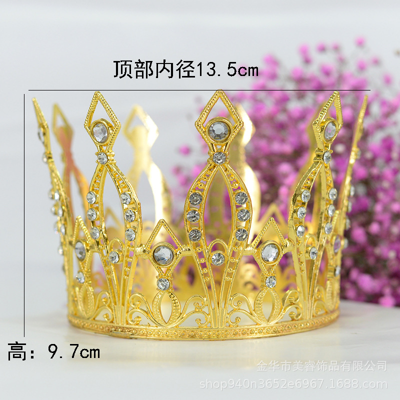 花束クラウンアクセサリーメタルケーキクラウンオーナメントゴールドとシルバーのローズゴールドの3色はダイヤモンド装飾と組み合わせることができます