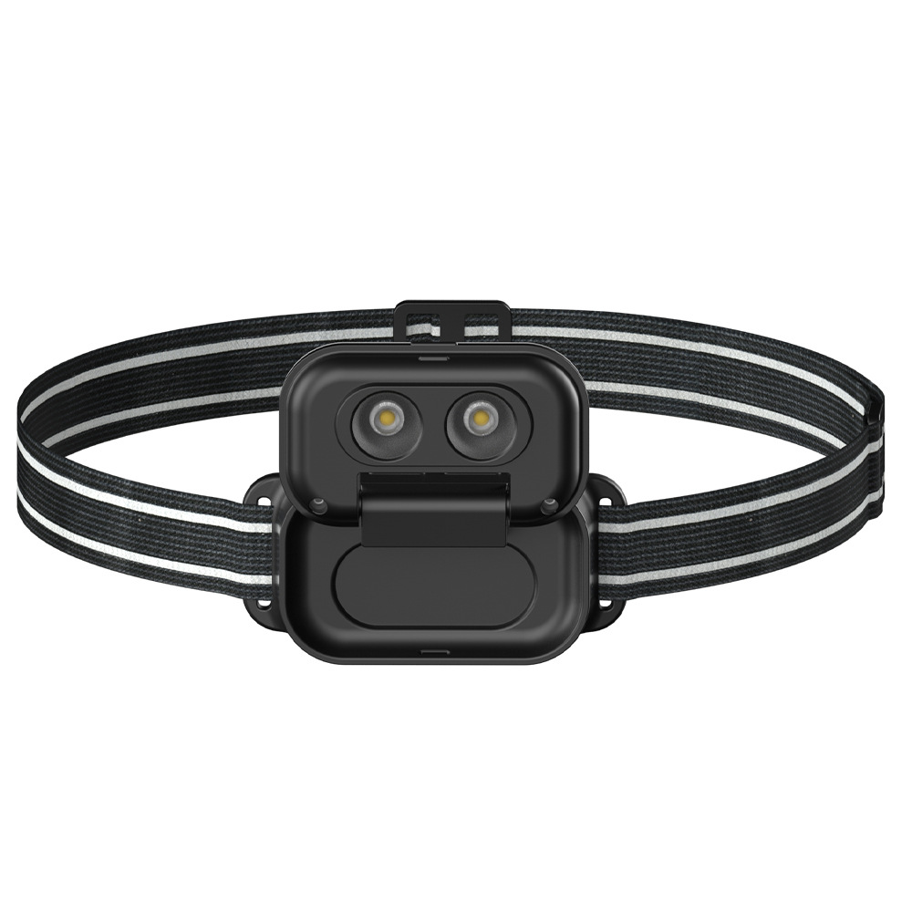 Transfronterizo nuevo USB de carga luz reflector COB faro camping montado en la cabeza de luz roja y azul parche faro