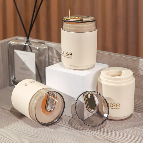 Automatic pop-up toothpick box household high-end personalized creative commercial push-type toothpick storage tank light luxury toothpick holder