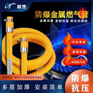 Domestic gas metal explosion-proof hose natural gas pipeline liquefied gas pipe water heater stove connection armored pipe