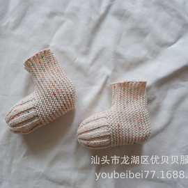 INS外销棉线袜子新生儿袜套桂花针宝袜子针织毛线手工袜子学步袜