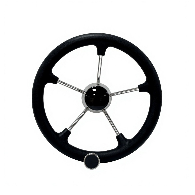 Stainless steel 304 foam grip ring with steering knob, yacht rudder wheel, PU foam anti-slip marine steering wheel