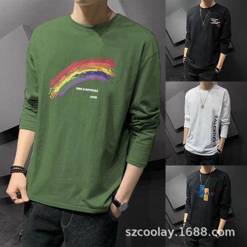 2024 New Autumn Winter Men's Long Sleeve T-Shirt Fashionable Korean Style Slim Fit Casual Underwear for Men 