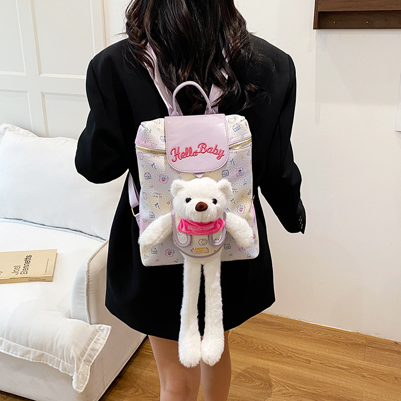 Cross-border lindo caricatura mochila multifuncional mujer 2025 nuevo nicho de moda bolso de hombro mochila osos