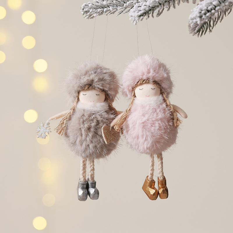 Nuevo producto transfronterizo Angel Doll Girl Lindo colgante de felpa Adornos navideños Adornos colgantes de árbol de Navidad