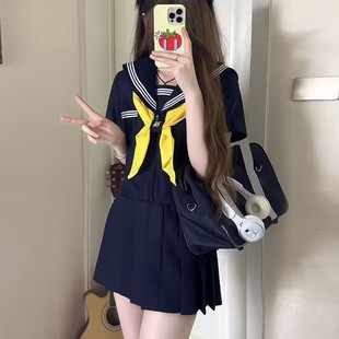 Japanese Sailor Suit Collection JK Uniform Basic White SanBen Cyan SanBen College Style Long Short Sleeve Navy Collar suit