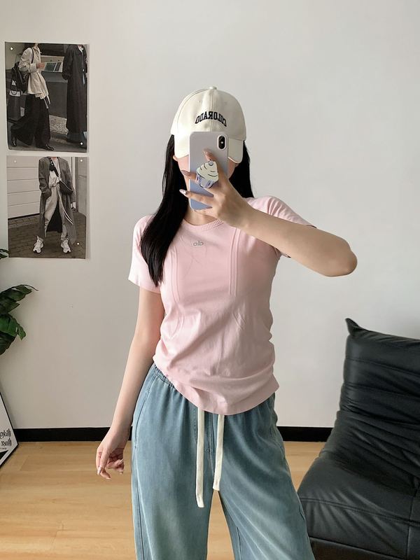 alo运动无缝T恤女夏季速干透气健身衣高弹力运动普拉提瑜伽休闲上|undefined
